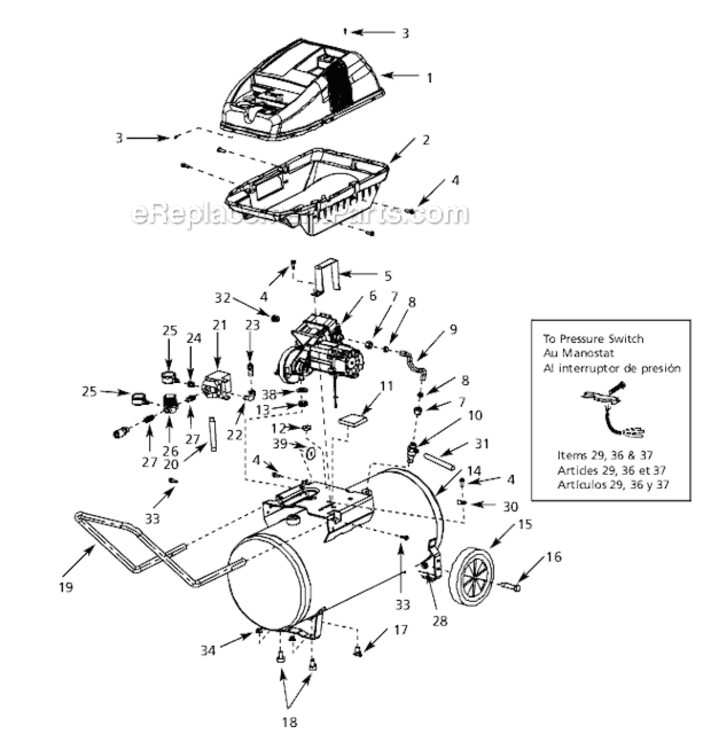 Page A Diagram and Parts List for WL650100  Campbell Hausfeld Compressor